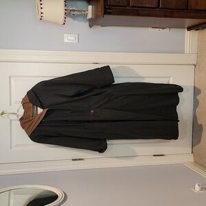 Double breasted green raincoat with zip out lining  52" long